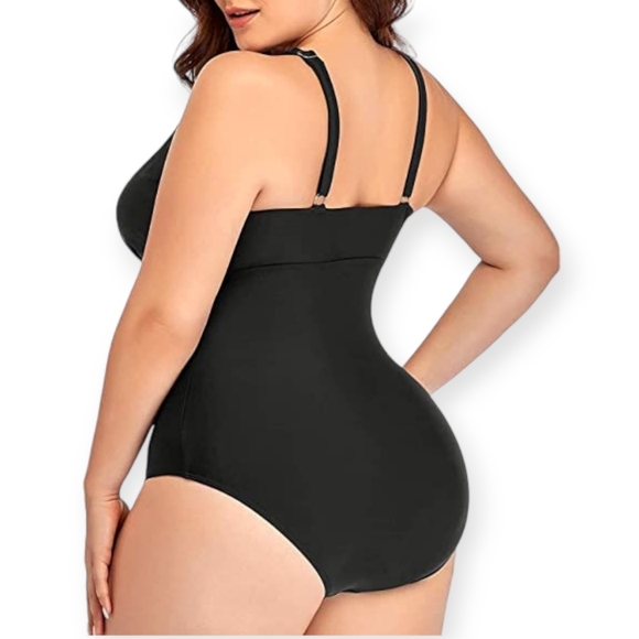 Black Plus Size One Piece Swimsuit - Picture 2 of 4